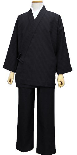 ウールの作務衣(G005ブラック)