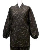 紬風和柄の女性用作務衣